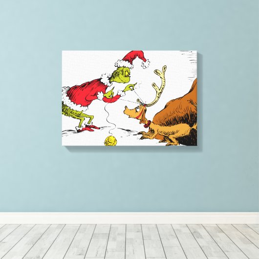 The Grinch Prepares Max the Reindeer Canvas Afdruk (Insitu (Houten vloer))