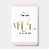 The Groom Mr Gold Wedding Party VIP Pass Badge (Back)