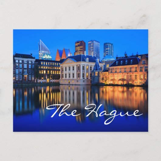 The Hague skyline at blue hour text briefkaart (Voorkant)