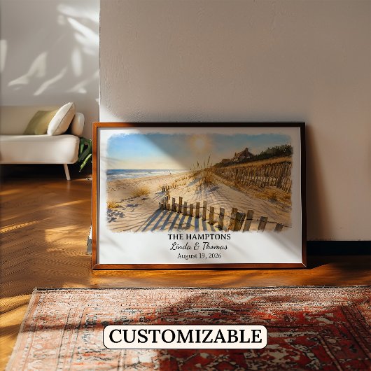 The Hamptons New York Poster, Watercolor, Custom Poster