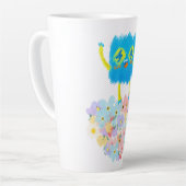 The Happy Blue Scribble on a Bed of Flowers Latte Mok (Linkerhoek)