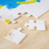 The Happy Blue Scribble on a Bed of Flowers Legpuzzel (Zijkant)