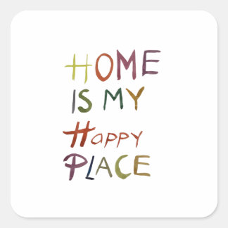 The Happy Introvert “Home Is My Happy Place” Vierkante Sticker