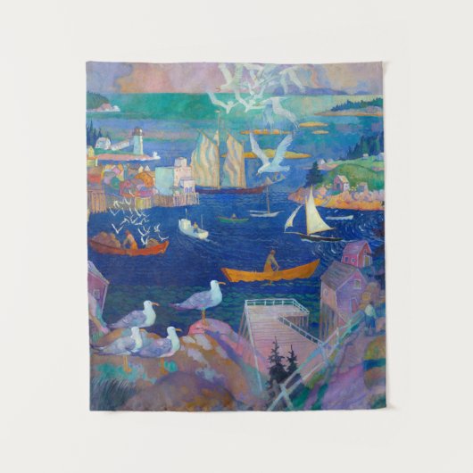 The Harbour at Herring Gut, 1925, door N.C. Wyeth Wandkleed (Voorkant)