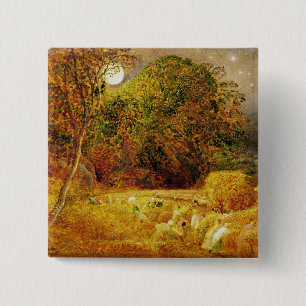 The Harvest Moon, 1833 (olie op papier op het pane Vierkante Button 5,1 Cm