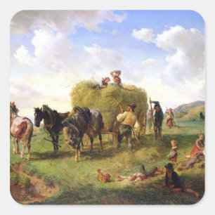 The Hay Harvest, 1869 Vierkante Sticker