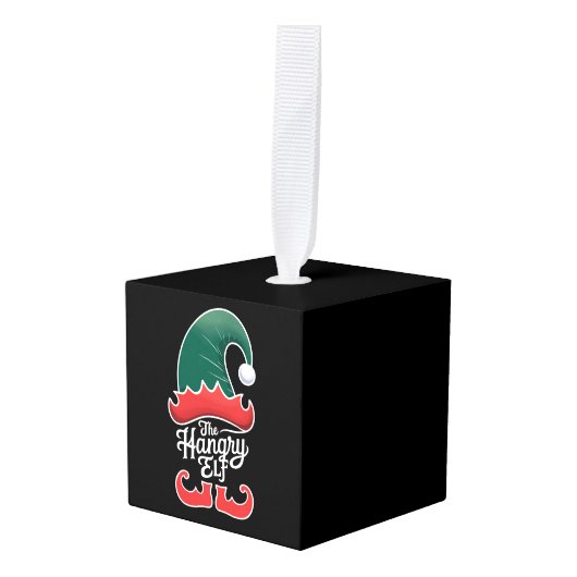 The Hboze Elf Family Matching Group Kerstmis Kubus Ornament (Voorkant hoekig)