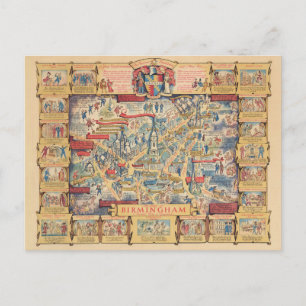 The Heart of Birmingham, England Map Briefkaart