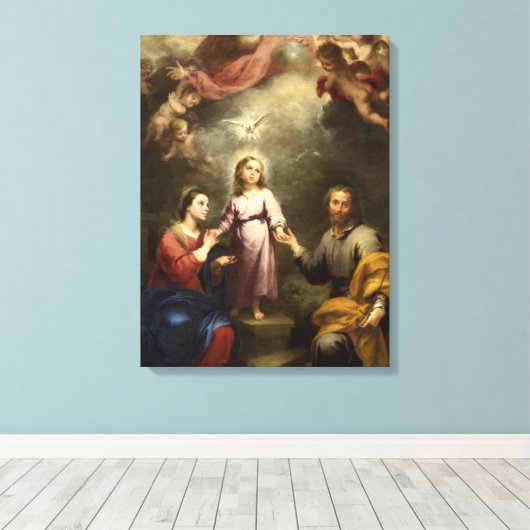 The Heavenly and Earthly Trinities by Murillo Canvas Afdruk (Insitu (Houten vloer))