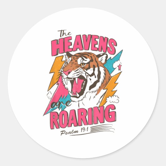 The Heavens Are Roaring Psalm 19_1, Retro Tiger Gr Ronde Sticker (Voorkant)