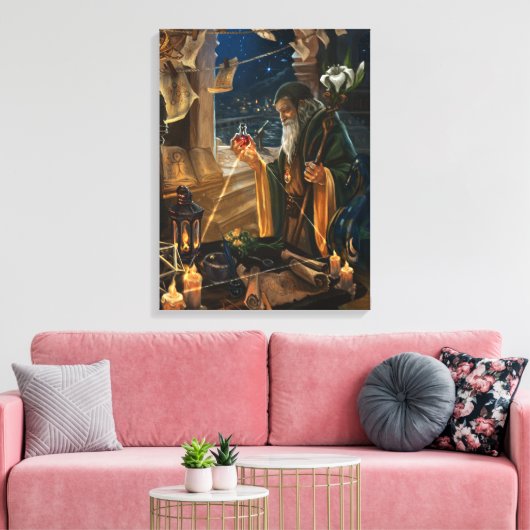 The Hermit card illustration - alchemy art Canvas Afdruk (Insitu (Woonkamer))