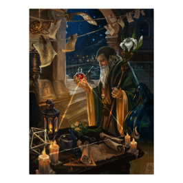 The Hermit card illustration - alchemy art Perfect Poster