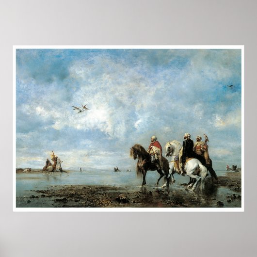 The Heron Hunt (Algerije), 1865 Eugene Fromentin Poster (Voorkant)