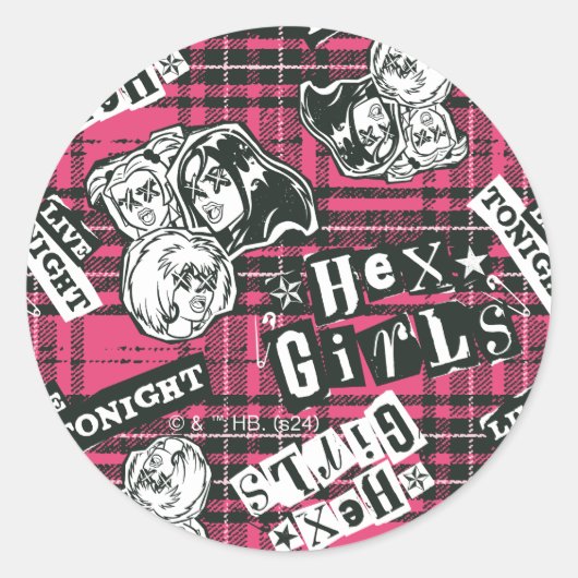 The Hex Girls Punk Plaid Pattern Ronde Sticker (Voorkant)