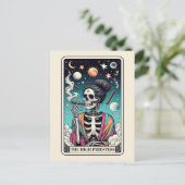 The High Priestess Tarot Art Smoking Skeleton Goth Briefkaart (Staand voorkant)