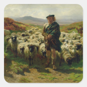 The Highland Shepherd, 1859 Vierkante Sticker