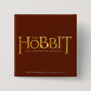 The Hobbit Logo Gold Vierkante Button 5,1 Cm