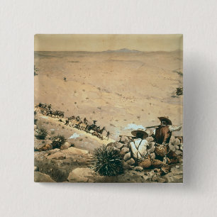 'The Hold Up', c.1900 (olie op canvas) Vierkante Button 5,1 Cm