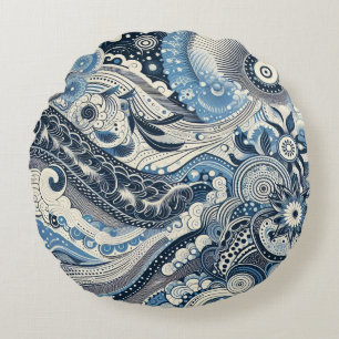 The Home Studio Indigo Bloom Rond Kussen