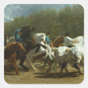 The Horse Fair door Rosa Bonheur Vierkante Sticker