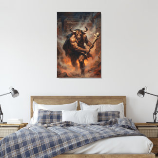 The Hulking Minotaur of the Labyrinth Canvas Afdruk