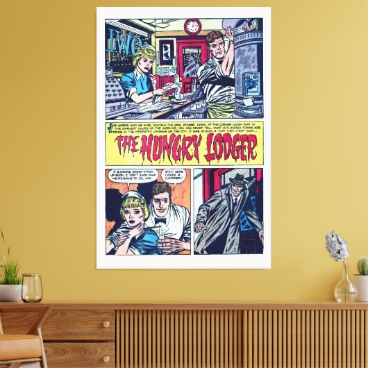 The Hungry Lodger 1950s Horror Comics Canvas Afdruk (Insitu (Woonkamer))