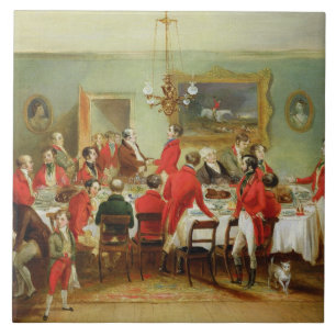 The Hunt Breakfast, Bachelor's Hall, 1836 (olie op Tegeltje