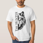 The Hunter Wolf Unisex T-Shirt – Mens<br><div class="desc">Unleash your wild spirit with this bold “The Hunter” wolf graphic t-shirt. Featuring a powerful wolf illustration combined with strong vertical typography, this design represents strength, instinct, and fearless attitude. The detailed wolf artwork creates a striking look while the clean typography adds a modern streetwear feel. Perfect for both men...</div>
