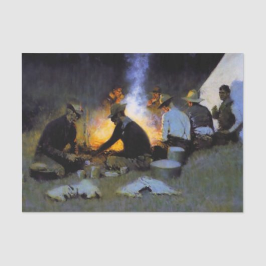 "The Hunter's Supper" van Frederic Remington Tissuepapier (Voorkant)