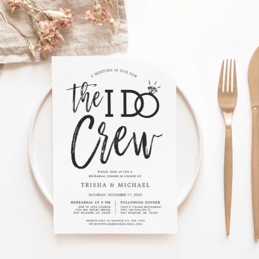 The I Do Crew | Bruiloftsprobediner Feestje Kaart