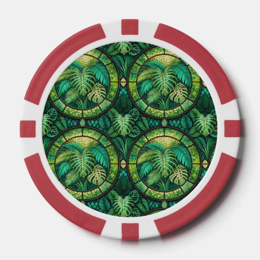 The image shows a poker chip with a vibrant design (Voorkant)
