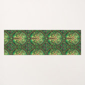 The image shows two views of a patterned yoga mat (Achterkant (horizontaal))