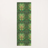 The image shows two views of a patterned yoga mat (Achterkant)
