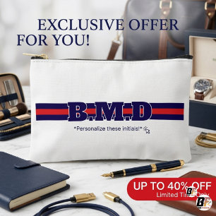The Ivy League Custom Varsity Monogram Navy & Rood Etui