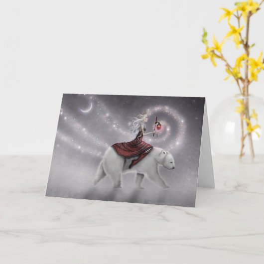 The Journey Maiden en Polar Beer Fantasy Art Kaart (Gele Bloem)