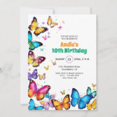 The Joy of Butterflies 10th Birthday Invitation (Devant)