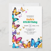 The Joy of Butterflies 6th Birthday Invitation (Devant)