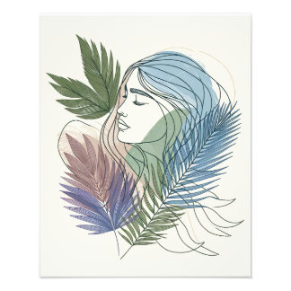 The Jungel Girl - Minimalistische lijnkunst Foto Afdruk