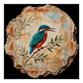 The Kingfisher Fragment: Pompei’s Azure Messenger  Perfect Poster