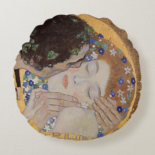 The Kiss, 1907-08 Rond Kussen (Voorkant)