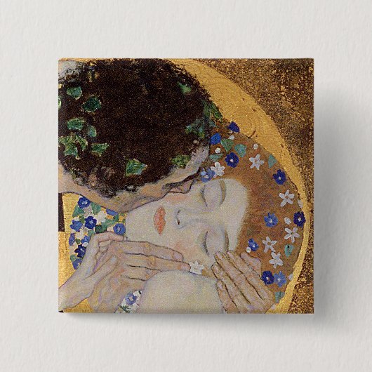 The Kiss, 1907-08 Vierkante Button 5,1 Cm (Voorkant)