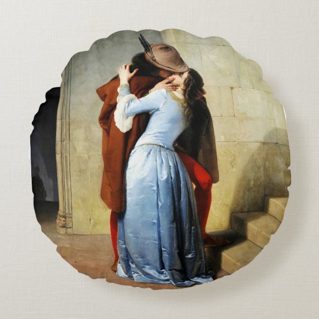 The Kiss - Francesco Hayez Il Bacio  Rond Kussen (Voorkant)