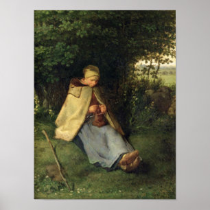 The Knitter of, The Seated Shepherdess, 1858-60 Poster