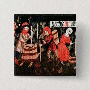The Labour of the Months, from Alsace Vierkante Button 5,1 Cm