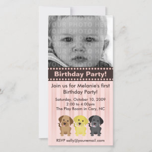 The Labradors Pink Birthday Invitation