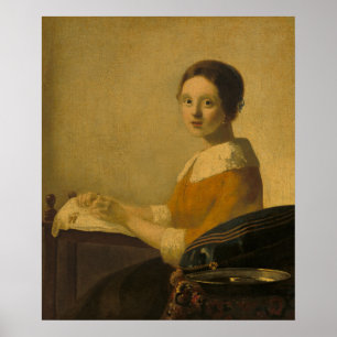 The Lacemaker - Portret in Vermeer-stijl Poster