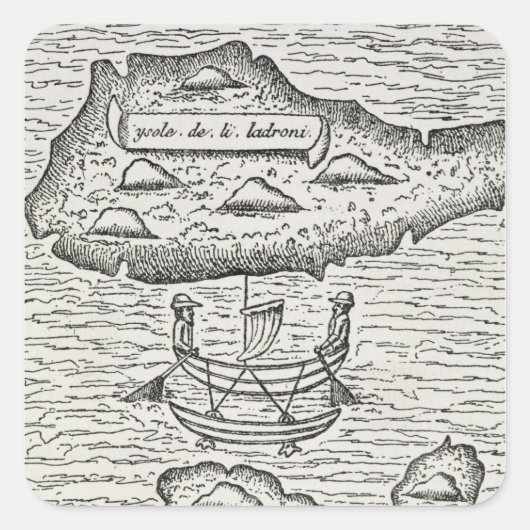 The Ladrones', van Amoretti's Pigafetta Vierkante Sticker (Voorkant)