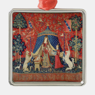 The Lady en de Unicorn: "Naar mijn enige wens" Metalen Ornament