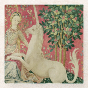 The Lady en de Unicorn: 'Sight' Glazen Onderzetter