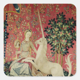 The Lady en de Unicorn: 'Sight' Vierkante Sticker